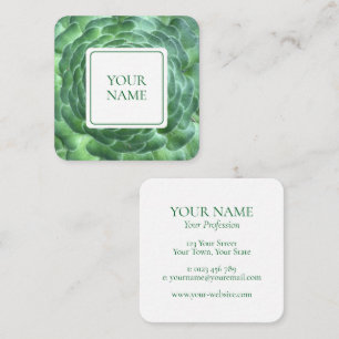 Elegante White & Green Botanics Business Card Quadratische Visitenkarte