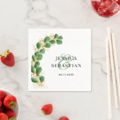 Elegante White Green und Gold Eucalyptus Wedding Serviette (Beispiel)