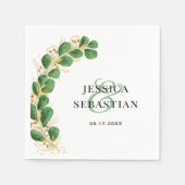 Elegante White Green und Gold Eucalyptus Wedding Serviette (Vorderseite)