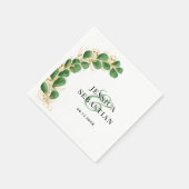 Elegante White Green und Gold Eucalyptus Wedding Serviette (Ecke)