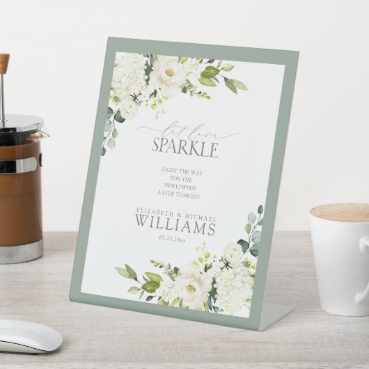 Elegante White Grey Green Floral Gelassen Liebe Sp Sockelschild (In SItu)