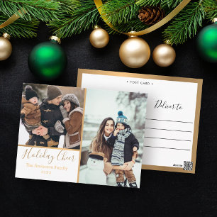 Elegante White Holiday Cheer Foto Collage Gold Postkarte