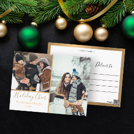 Elegante White Holiday Cheer Foto Collage Gold Postkarte