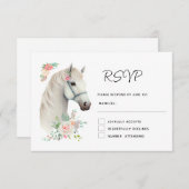 Elegante White Horse Boho Floral Wedding RSVP Karte (Vorne/Hinten)