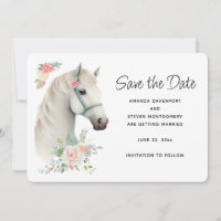 Elegante White Horse Boho Floral Wedding