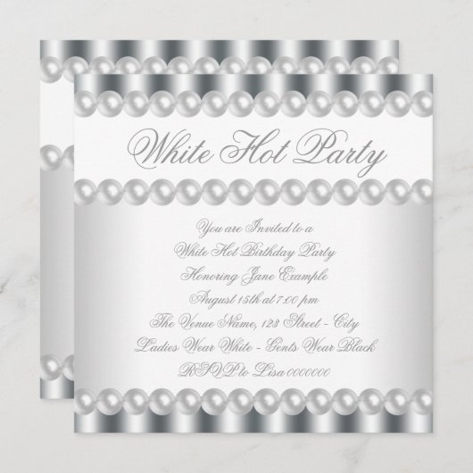 Elegante White Hot Birthday Party Einladung (Vorne/Hinten)