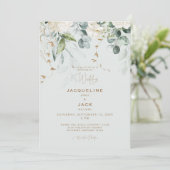 Elegante White Hydrangea Light Sage Wedding Einladung (Stehend Vorderseite)