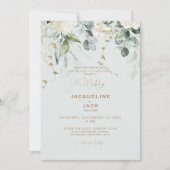 Elegante White Hydrangea Light Sage Wedding II Einladung (Vorderseite)