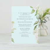 Elegante White Hydrangea Seafoam / Hochzeit Einladung (Stehend Vorderseite)