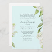 Elegante White Hydrangea Seafoam II Hochzeit Einladung (Vorne/Hinten)