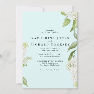Elegante White Hydrangea Seafoam III Hochzeit Einladung
