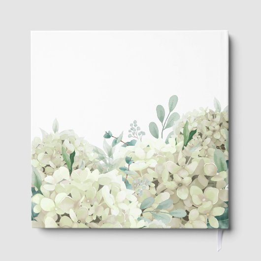 Elegante White Hydrangea Taufe Gästebuch (Rückseite)
