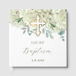 Elegante White Hydrangea Taufe Gästebuch