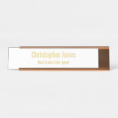 Elegante White Imitats Gold Office Führungskraft T Schreibtischnamensplakette (Vorderseite )