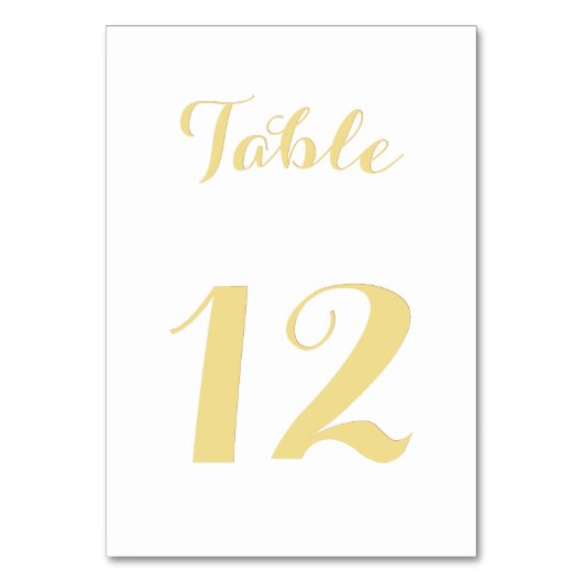 Elegante White Imitats Gold Script Chic Wedding Pa Tischnummer (Vorderseite)