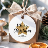 Elegante White Imitats Gold Star Frohe Weihnachten Geschenkanhänger