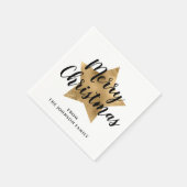 Elegante White Imitats Gold Star Frohe Weihnachten Serviette (Ecke)
