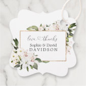 Elegante White Imperial Lilies Gold Wedding Geschenkanhänger (Rückseite)