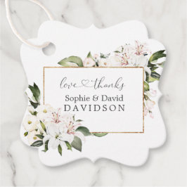 Elegante White Imperial Lilies Gold Wedding Geschenkanhänger