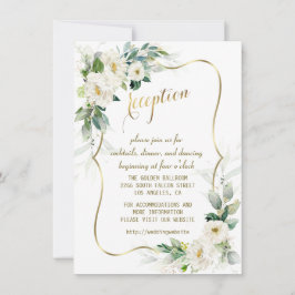 Elegante White Ivory Blume Gold Hochzeit Empfang Einladung