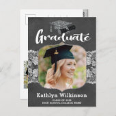 Elegante White Lace 2 Foto Abschluss Ankündigung Postkarte (Vorne/Hinten)