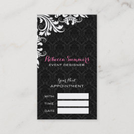 Elegante White Lace Black Damaskas Terminierungska Terminkarte