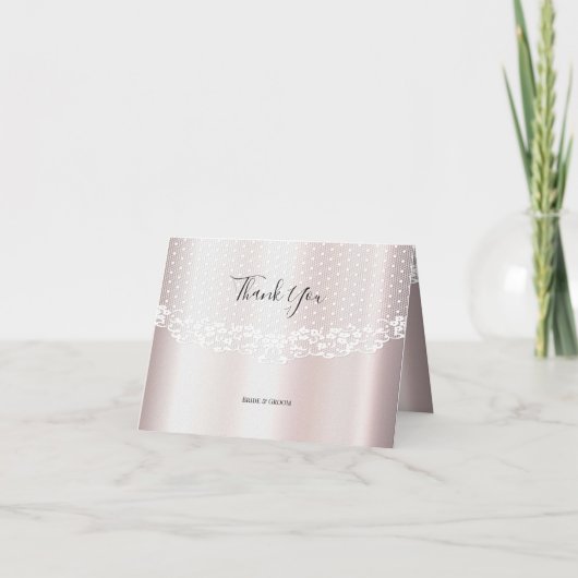 Elegante White Lace Floral Danke Karte (Vorderseite)