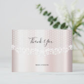 Elegante White Lace Floral Danke Karte (Stehend Vorderseite)