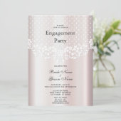 Elegante White Lace Floral Verlobung Einladung (Stehend Vorderseite)