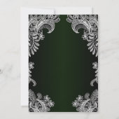Elegante White Lace Green Wedding Einladung (Rückseite)