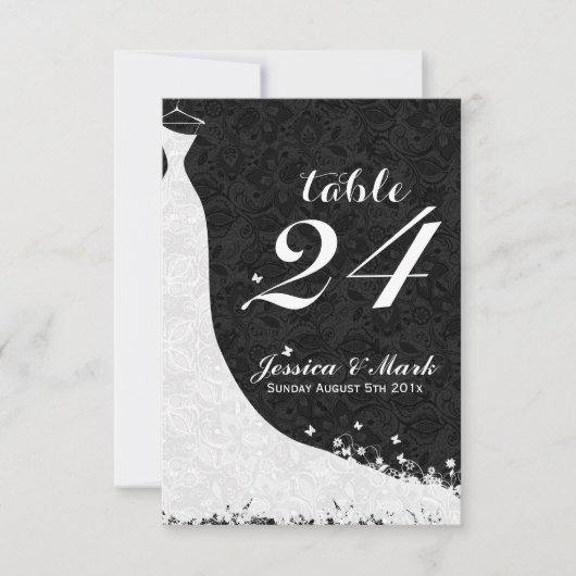 Elegante White Lace Wedding Dress Tischnummer (Vorderseite)