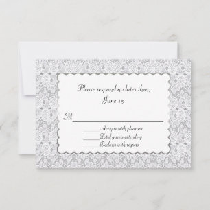 Elegante White Lace Wedding Response Card RSVP Karte