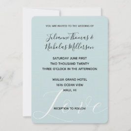 Elegante White Liebe Aqua Mint Wedding Einladung