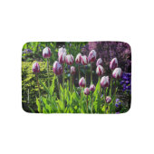 Elegante White Lila Flaming Flag Triumph Tulips Badematte (Vorderseite)