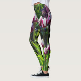 Elegante White Lila Flaming Flag Triumph Tulips Leggings