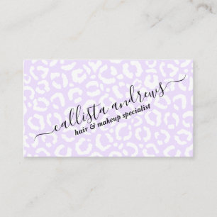 Elegante White Lila Leopard Cheetah Animal Print Visitenkarte