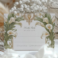 Elegante White Lilies Art Nouveau Wedding RSVP Car