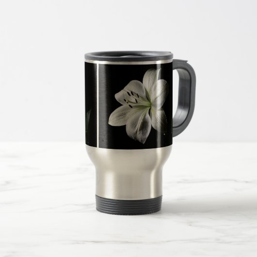 Elegante White Lily Travel Mug Reisebecher (VorderseiteRechts)