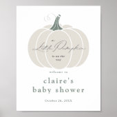 Elegante White Little Pumpkin Fall Baby Dusche Poster (Vorne)