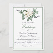 Elegante White Magnolia Blossom Hochzeit Einladung (Vorderseite)