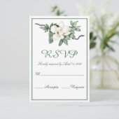 Elegante White Magnolia Blossom Hochzeit RSVP Karte (Stehend Vorderseite)