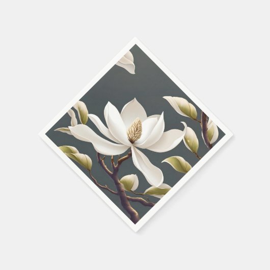 Elegante White Magnolia Blume Serviette (Ecke)