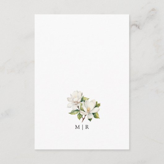 Elegante White Magnolia Blumenzettel Begleitkarte (Rückseite)