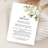 Elegante White Magnolia Blumenzettel Begleitkarte