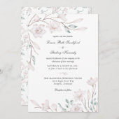 Elegante White Magnolia Einladung zur Hochzeit (Vorne/Hinten)