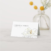 Elegante White Magnolia Illustration Hochzeit Platzkarte (Rückseite)