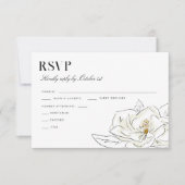 Elegante White Magnolia Illustration Wedding RSVP (Vorderseite)