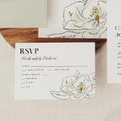 Elegante White Magnolia Illustration Wedding RSVP Karte