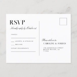Elegante White Magnolia Illustration Wedding RSVP Postkarte