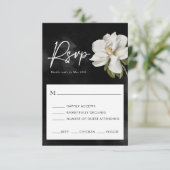 Elegante White Magnolia RSVP-Karte RSVP Karte (Stehend Vorderseite)